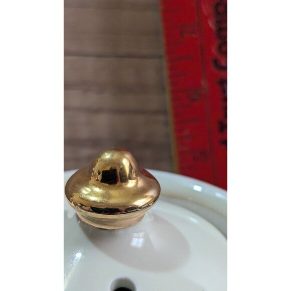 Hall Gold Label Kitchenware Teapot Ivory Gold Basket Weave 6 Cup USA 1941 - Picture 9 of 11